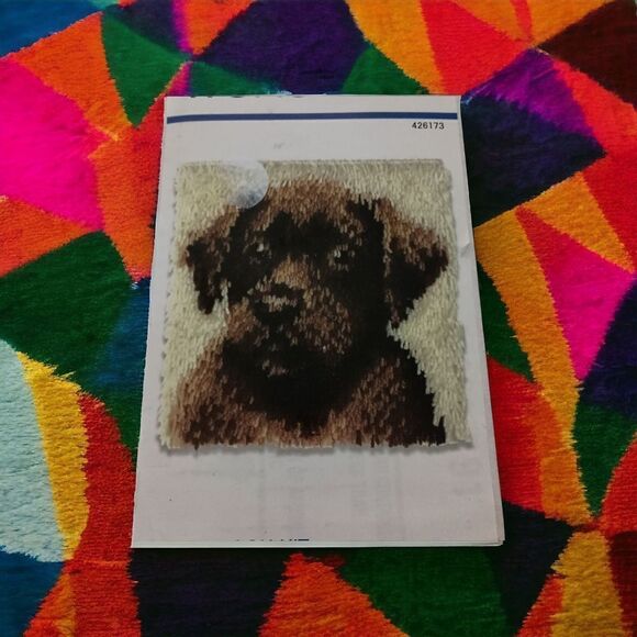 Wonderart Chocolate Lab Latch Hook Rug Kit Dog Pillow 12 x 12 NEW Open Box Caron - Picture 13 of 15
